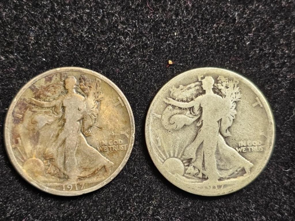 1917 & 1917S Liberty Walking Half Dollars (2)