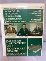 Kansas vs Syracuse Sept 28 1963 program