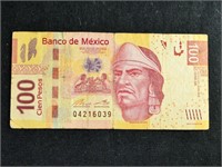 EL BANCO DE MEXICO 100 CIEN BANK NOTE BILL PESOS