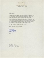 Morris Wax signed letter