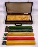 Mahjong set in faux alligator case, 9" x 19.5"