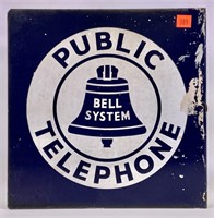 Bell System Public Telephone sign - blue and white