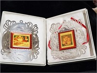 (2) 1991 USPS Stamp Ornaments