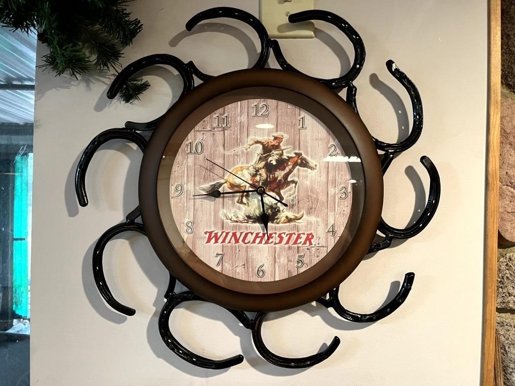 Winchester Western Cowboy Horseshoe Clock