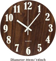 NEW 12" Luminous Wooden Wall Clock