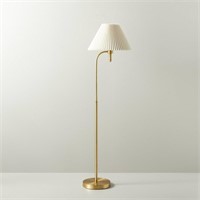 Pleated Shade Metal Floor Lamp Cream Brass