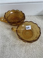 AMBER COIN SPOT GLASS CANDY DISHES