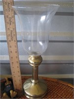 Heavy brass with glasstop candleholder