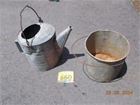 Two Piece Watering Metal Can and Bucket