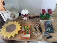 Outdoor solar light, darts, sunflower lazy Susan,