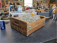 VTG Dichter Bros Wooden Crate w/Ball Mason Jars