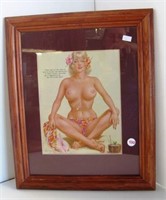 Vintage framed and matted Vargas print. Measures