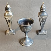 Silver Plated S&P Shakers & Egg Cup