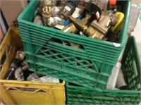 3 Crates Of Brass Fittings Etc