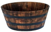 26 in. Extra Large Brown Wood Barrel Planter