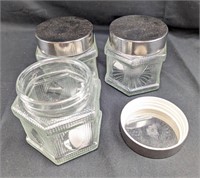 Hexagonal Glass Jars w/Silver Lid Set