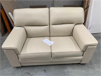 Oliver Beige Leather 2 Seat Lounge
