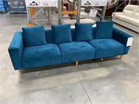 Velvet/Teal 3.5 Seat Lounge with 4 Cushions
