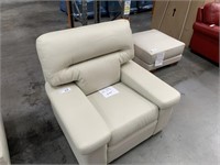 Casino Cream Leather Single Seat Arm Chair