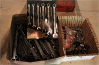 2 boxes open end  and assorted wrenches