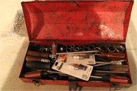 red tool box ,sockets and screw drivers