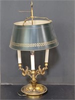 Vintage brass swan bouillotte table lamp
