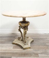Vintage marble top brass cherubs side table