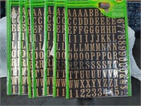 8 Packs of 1" Gold Numbers & Letters NIP