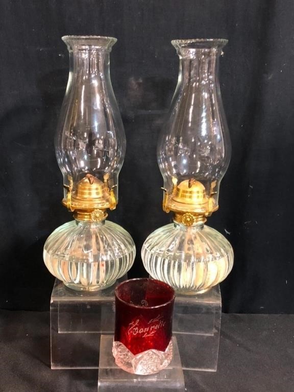 Vintage Oil Lamps & Antique Tumbler