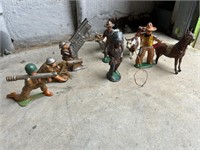 Cast Metal Figurines: Cowboy, Indian, GI Joes, Ani