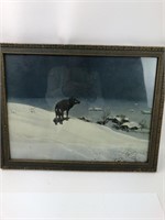 Vintage Wolf Colored Print 18x13.75"