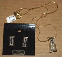 IJDI Goldtone w/ CZ Necklace & Earrings Set