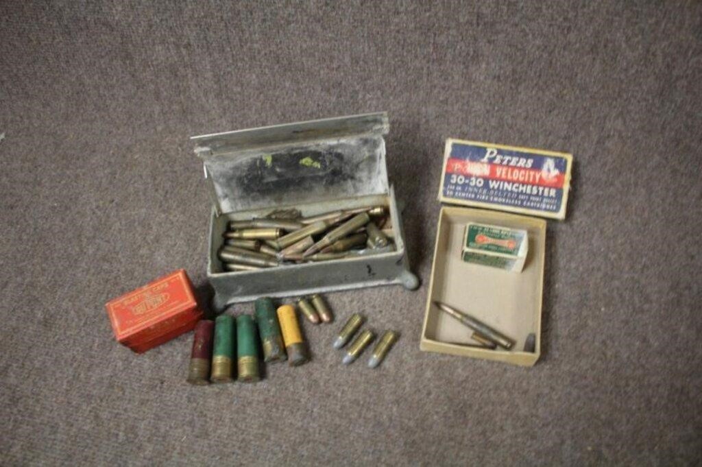 Assorted Vintage Ammo Shotgun, Rifle, Pistol,