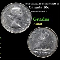 1959 Canada 10 Cents 10c KM-51 Grades Select AU