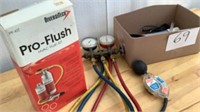 Air Conditioner Gauges With A Pro-Flush Kit,