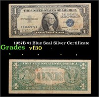 1957B $1 Blue Seal Silver Certificate Grades vf++