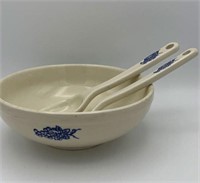 Oxford Ware flow blue stoneware salad bowl set