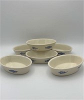 6  Oxford Ware flow blue stoneware side dishes