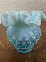 4.5" Fenton Aqua Opalescent Hobnail Vase