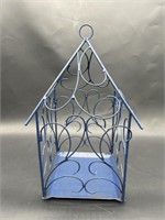 Blue Metal Hanging Birdhouse-Shaped Decor