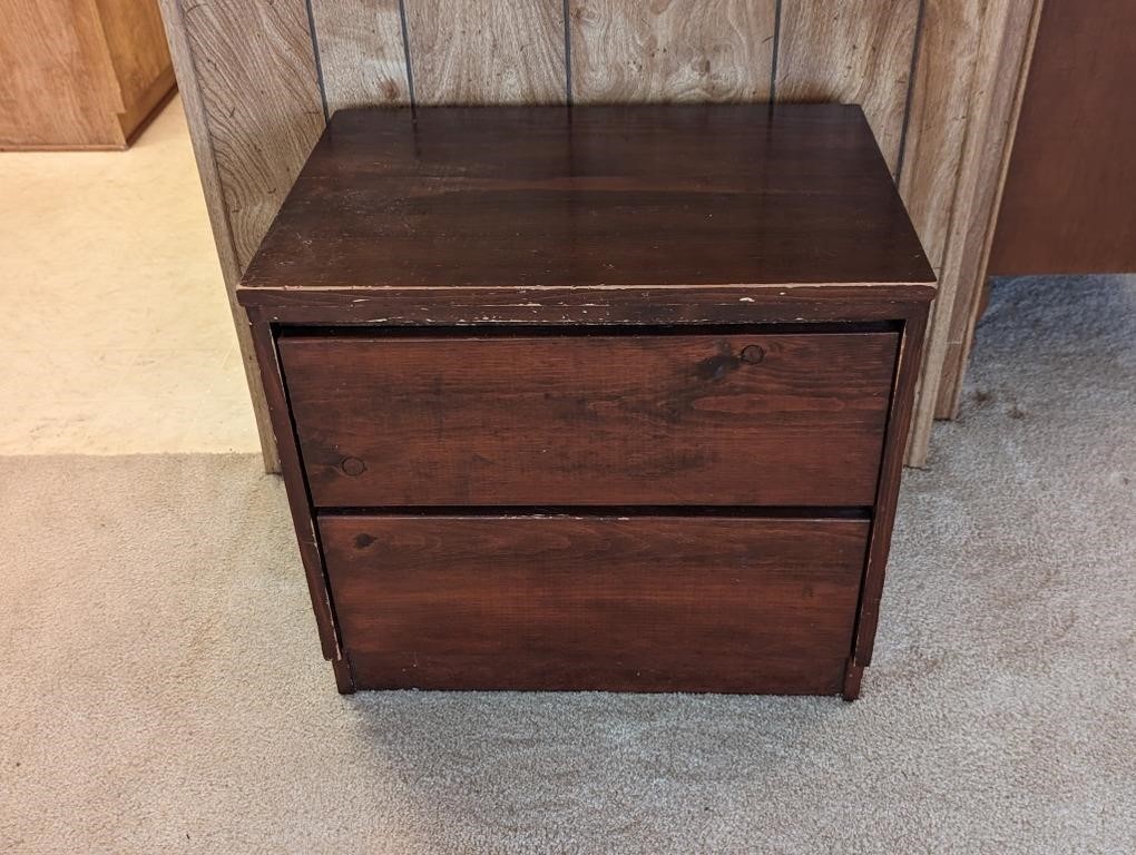 Two Drawer Wooden Night Stand