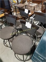 Set of 4 metal upholstered swivel bar chairs-
