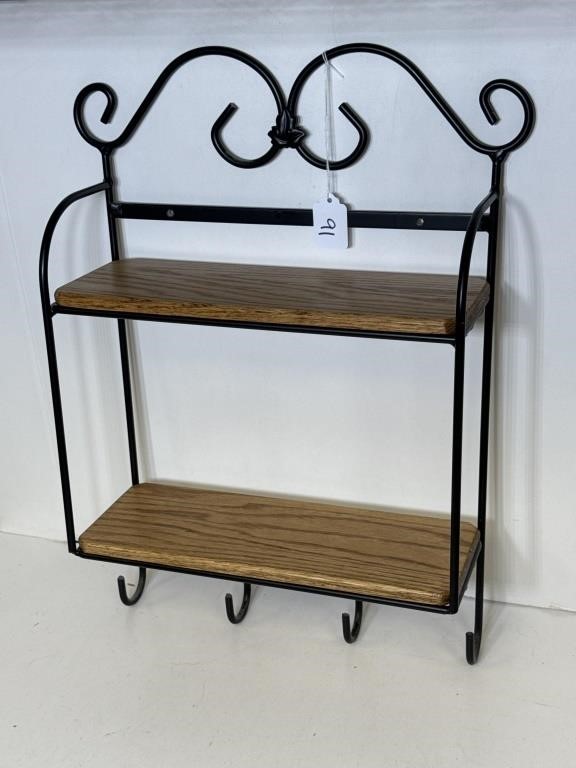 LONGABERGER WROUGHT IRON DISPLAY W/WOOD SHELVES