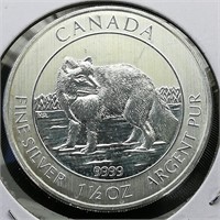 2014 Canada $8 Silver Wolf 1.5 t oz.