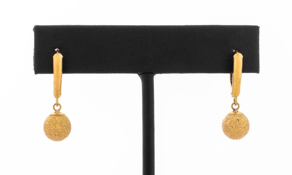 14K Yellow Gold Ball Drop Earrings