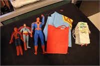Superman & Spiderman action figures, intercom &
