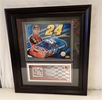 2004 FRAMED JEFF GORDON NASCAR PRINT, 18" X 16"