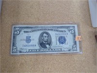 1934-A $5 SILVER CERTIFICATE XF