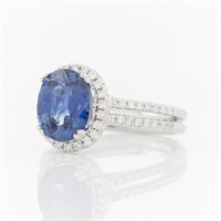 18k White Gold, Sapphire, & Diamond Ring