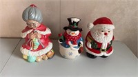 Christmas Cookie Jars (2) and Statue
